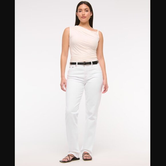 Abercrombie & Fitch Women's White Straight Leg Jeans 27short - Picture 2 of 8